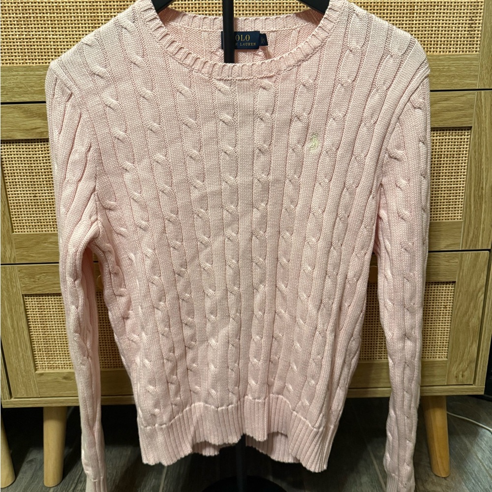 NEW WITH TAGS (NWT) Ralph Lauren Pink Cable-Knit Crewneck Sweater
